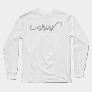 Aries Zodiac Script Sticker Long Sleeve T-Shirt